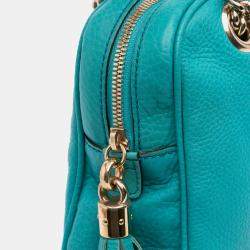 Pre Owned Gucci Blue Leather Soho Chain Zip Shoulder Bag