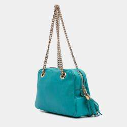 Pre Owned Gucci Blue Leather Soho Chain Zip Shoulder Bag