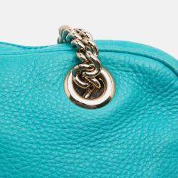 Pre Owned Gucci Blue Leather Soho Chain Zip Shoulder Bag