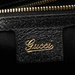 Pre Owned Gucci Black GG Canvas Web Detail Metal Bamboo Hobo