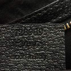 Pre Owned Gucci Black GG Canvas Web Detail Metal Bamboo Hobo