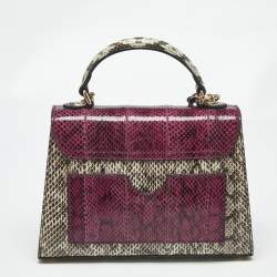 Pre Owned Gucci Beige/Magenta Python Small Padlock Top Handle Bag