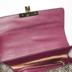 Pre Owned Gucci Beige/Magenta Python Small Padlock Top Handle Bag