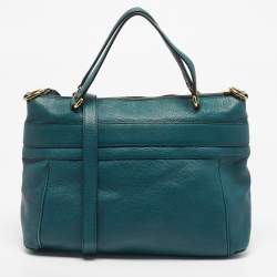 Pre Owned Gucci Dark Green Leather GG Ride Tote