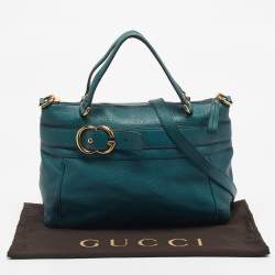 Pre Owned Gucci Dark Green Leather GG Ride Tote