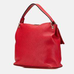 Pre Owned Gucci Red Large Pebbled Calfskin Soho Convertible Hobo