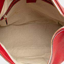 Pre Owned Gucci Red Large Pebbled Calfskin Soho Convertible Hobo