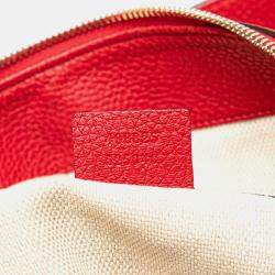 Pre Owned Gucci Red Large Pebbled Calfskin Soho Convertible Hobo