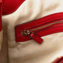 Pre Owned Gucci Red Large Pebbled Calfskin Soho Convertible Hobo