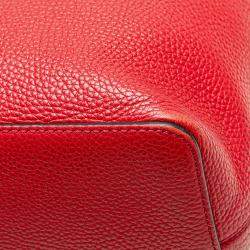 Pre Owned Gucci Red Large Pebbled Calfskin Soho Convertible Hobo