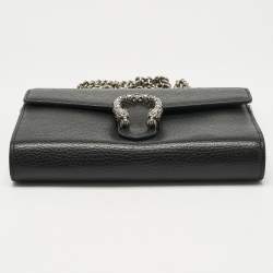Pre Owned Gucci Black Leather Dionysus Wallet on Chain