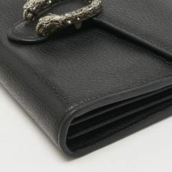 Pre Owned Gucci Black Leather Dionysus Wallet on Chain