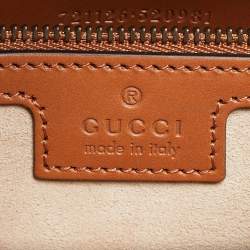 Pre Owned Gucci Brown/White Rhombus Print Leather Medium Diana Tote