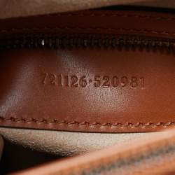 Pre Owned Gucci Brown/White Rhombus Print Leather Medium Diana Tote