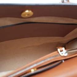 Pre Owned Gucci Brown/White Rhombus Print Leather Medium Diana Tote