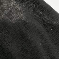 Pre Owned Gucci Black Leather Interlocking Icon Drawstring Hobo