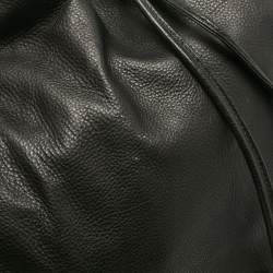 Pre Owned Gucci Black Leather Interlocking Icon Drawstring Hobo