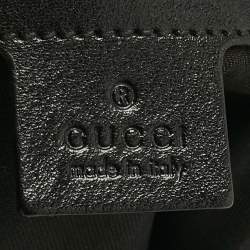 Pre Owned Gucci Black Leather Interlocking Icon Drawstring Hobo