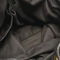 Pre Owned Gucci Black Leather Interlocking Icon Drawstring Hobo