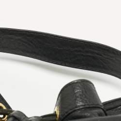 Pre Owned Gucci Black Leather Interlocking Icon Drawstring Hobo