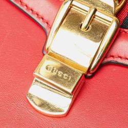 Pre Owned Gucci Red Medium Leather Sylvie Top Handle Bag