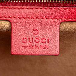 Pre Owned Gucci Red Medium Leather Sylvie Top Handle Bag