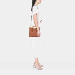 Pre Owned Gucci Brown Small Leather Bamboo Diana Satchel