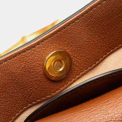 Pre Owned Gucci Brown Small Leather Bamboo Diana Satchel