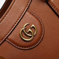 Pre Owned Gucci Brown Small Leather Bamboo Diana Satchel