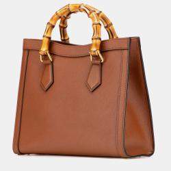 Pre Owned Gucci Brown Small Leather Bamboo Diana Satchel