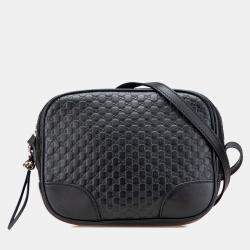Pre Owned Gucci Black Microguccissima Bree Crossbody