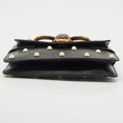 Pre Owned Gucci Black Leather Mini Pearl Studded Queen Margaret Broadway Shoulder Bag 