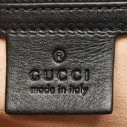 Pre Owned Gucci Black Matelasse Leather GG Marmont Open Top Shoulder Bag