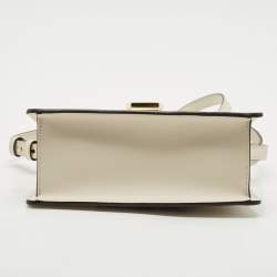 Pre Owned Gucci Off White Leather Mini Web Sylvie Top Handle Bag