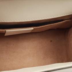 Pre Owned Gucci Off White Leather Mini Web Sylvie Top Handle Bag