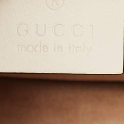 Pre Owned Gucci Off White Leather Mini Web Sylvie Top Handle Bag