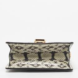 Pre Owned Gucci Black/White Watersnake Leather Mini Web Chain Sylvie Shoulder Bag