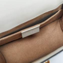 Pre Owned Gucci Black/White Watersnake Leather Mini Web Chain Sylvie Shoulder Bag