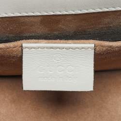 Pre Owned Gucci Black/White Watersnake Leather Mini Web Chain Sylvie Shoulder Bag