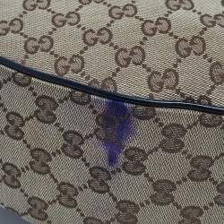 Pre Owned Gucci Black/Beige Canvas Large Full Moon Hobo