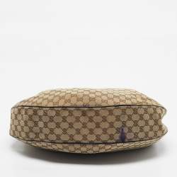 Pre Owned Gucci Black/Beige Canvas Large Full Moon Hobo