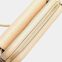 Pre Owned Gucci Beige Super Mini GG Debossed Calf Chain Wallet
