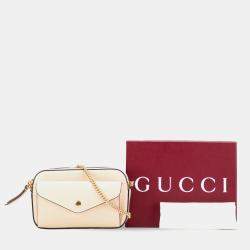 Pre Owned Gucci Beige Super Mini GG Debossed Calf Chain Wallet