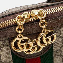 Pre Owned Gucci Brown Medium GG Supreme Ophidia Web Satchel