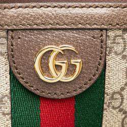 Pre Owned Gucci Brown Medium GG Supreme Ophidia Web Satchel