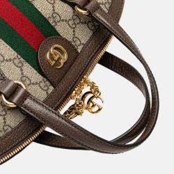 Pre Owned Gucci Brown Medium GG Supreme Ophidia Web Satchel