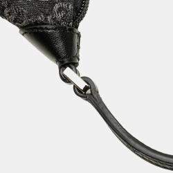 Pre Owned Gucci Black Small GG Denim Horsebit Slim Hobo