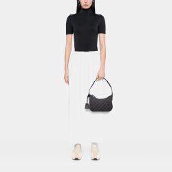 Pre Owned Gucci Black Small GG Denim Horsebit Slim Hobo