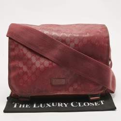Pre Owned Gucci Red GG Imprime Canvas Diaper Messenger Bag