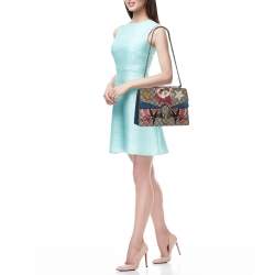 Pre Owned Gucci Beige GG Supreme Canvas and Suede Medium Crystals Embellished Dionysus Shoulder Bag